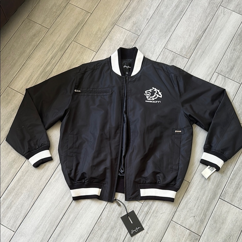 Sean John Black and White Bomber Jacket